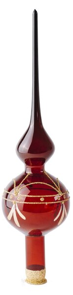 Skleněná vánoční špice na stromeček Burgundy Lesk
