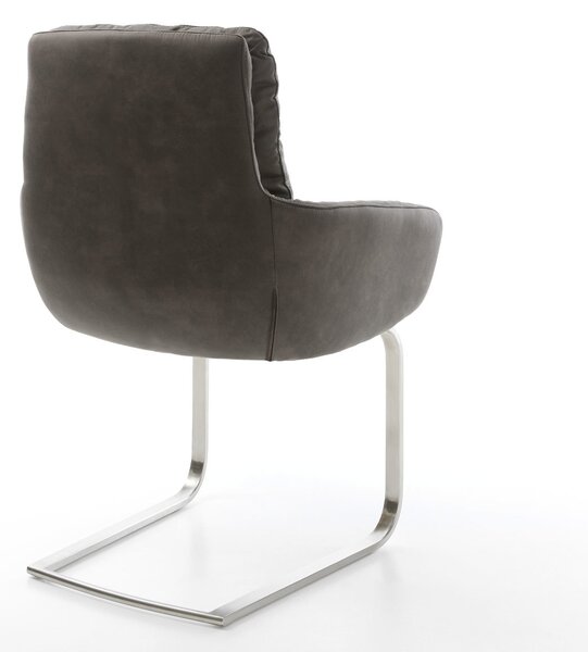 DELIFE Jídelní židle Abelia-Flex s područkami mikrovlákno antracit vintage jídelní židle plochý nerezová ocel