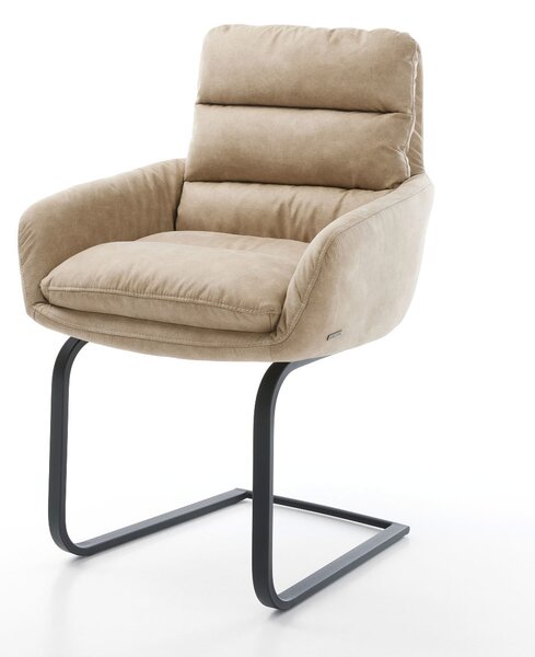 DELIFE Jídelní židle Abelia-Flex s područkami mikrovlákno béžová vintage jídelní židle plochá černá