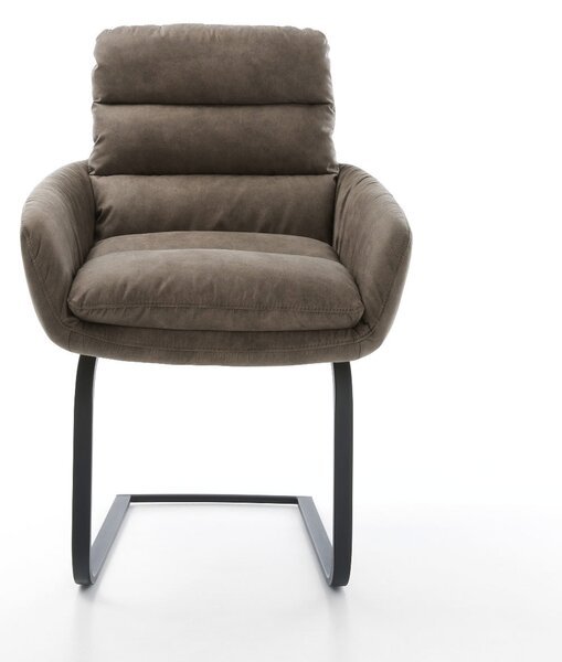 DELIFE Jídelní židle Abelia-Flex s područkami mikrovlákno taupe vintage plochý jídelní židle černá