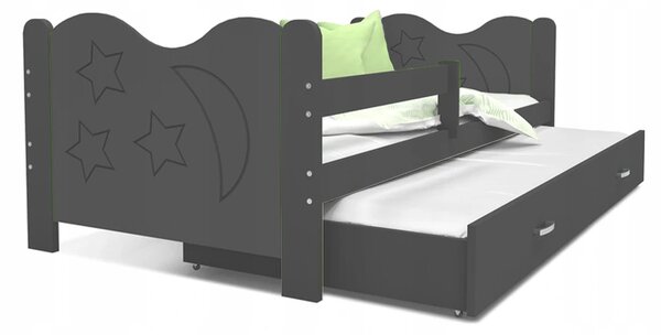 Dětská postel MIKOLAJ P2 80x190 cm s šedou konstrukcí v šedé barvě s přistýlkou