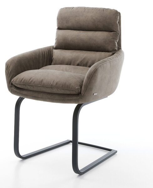DELIFE Jídelní židle Abelia-Flex s područkami mikrovlákno taupe vintage plochý jídelní židle černá