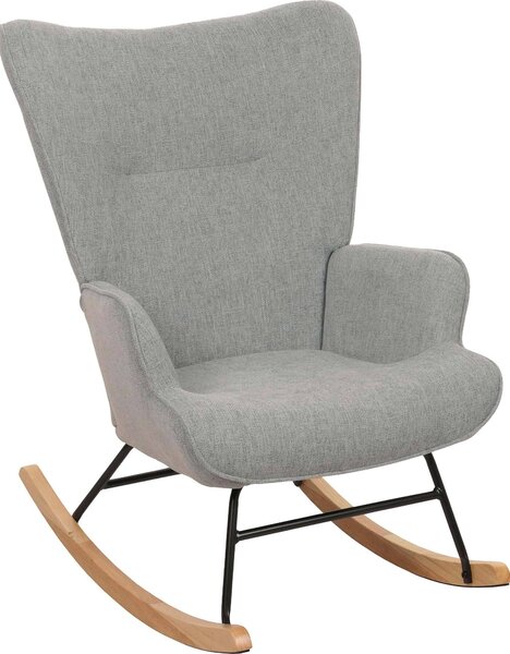 Houpací křeslo HWC-N14, houpací křeslo polohovací křeslo TV křeslo, masivní dřevo kov látka/textil 320g/m² edozelená