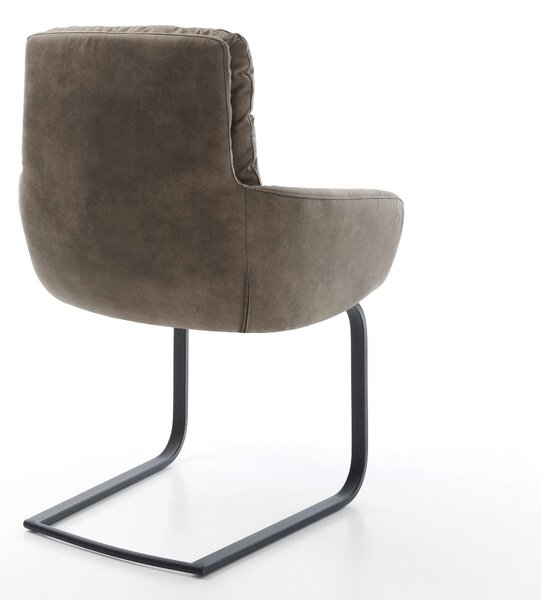 DELIFE Jídelní židle Abelia-Flex s područkami mikrovlákno taupe vintage plochý jídelní židle černá