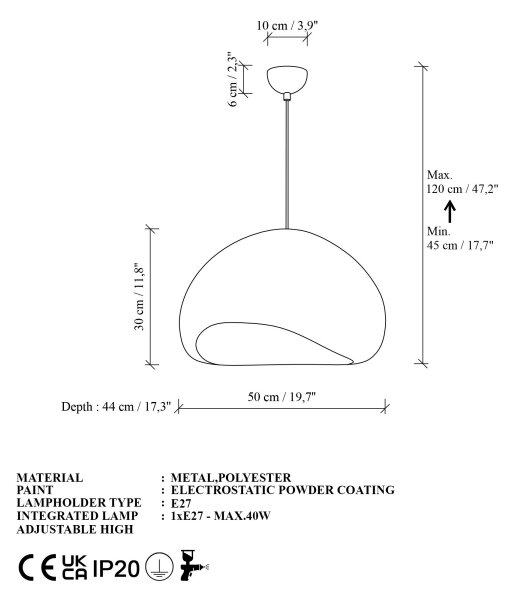 Brilagi - Lustr na lanku WABI SABI 1xE27/40W/230V pr. 50 cm bílá