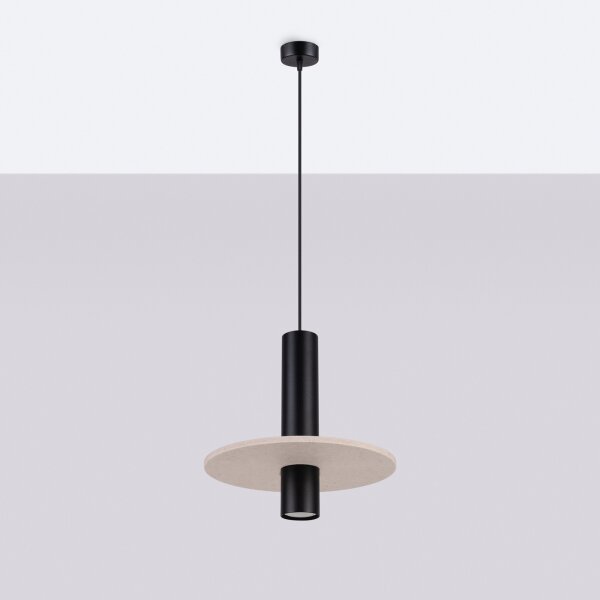 Sollux SL.1882 - Lustr na lanku PELTA 1xGU10/10W/230V černá/krémová
