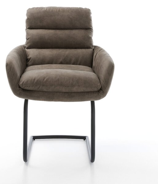 DELIFE Jídelní židle Abelia-Flex s područkami mikrovlákno taupe vintage kulatá černá jídelní židle
