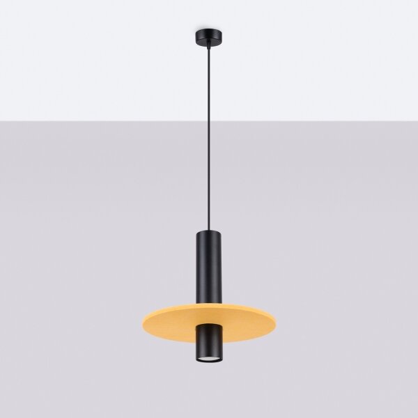 Sollux SL.1883 - Lustr na lanku PELTA 1xGU10/10W/230V černá/žlutá