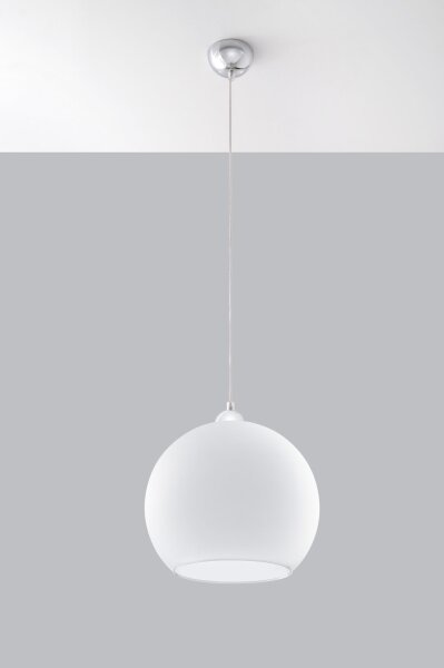 Sollux SL.0256 - Lustr na lanku BALL 1xE27/15W/230V pr. 30 cm bílá/lesklý chrom