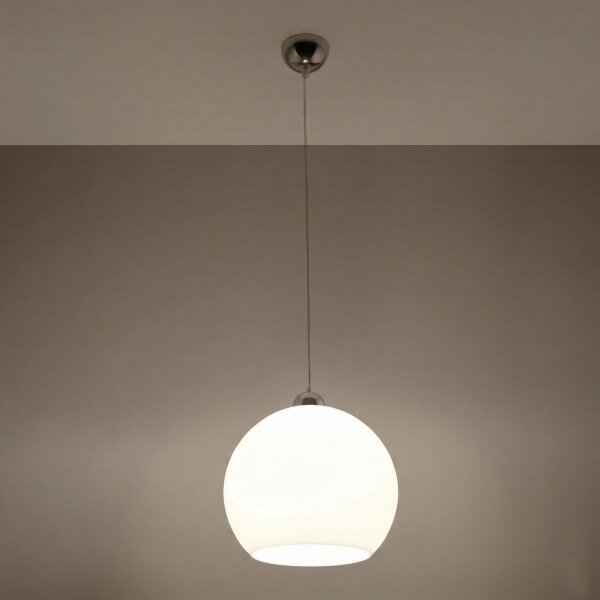 Sollux SL.0256 - Lustr na lanku BALL 1xE27/15W/230V pr. 30 cm bílá/lesklý chrom