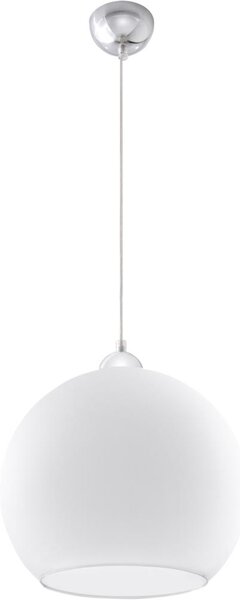 Sollux SL.0256 - Lustr na lanku BALL 1xE27/15W/230V pr. 30 cm bílá/lesklý chrom