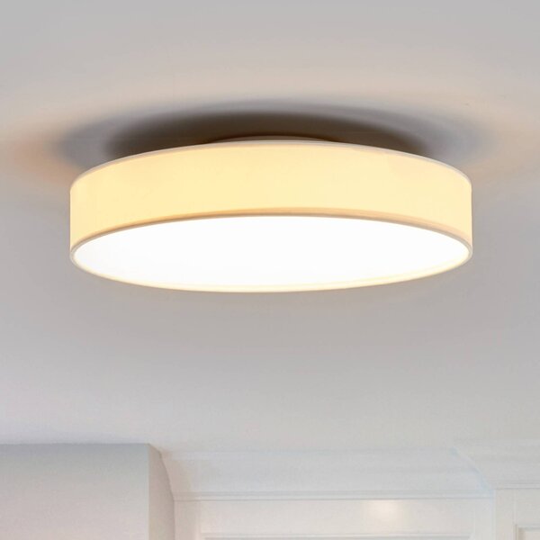Lindby Stropní svítidlo LED Saira, Ø 40 cm, bílé, textilní, Bílá / opál, Obývací pokoj / jídelna, Textil / tkanina / hedvábí, Moderní