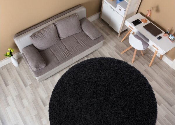 Makro Abra Kulatý koberec jednobarevný SOFFI shaggy 5cm černý Rozměr: průměr 80 cm