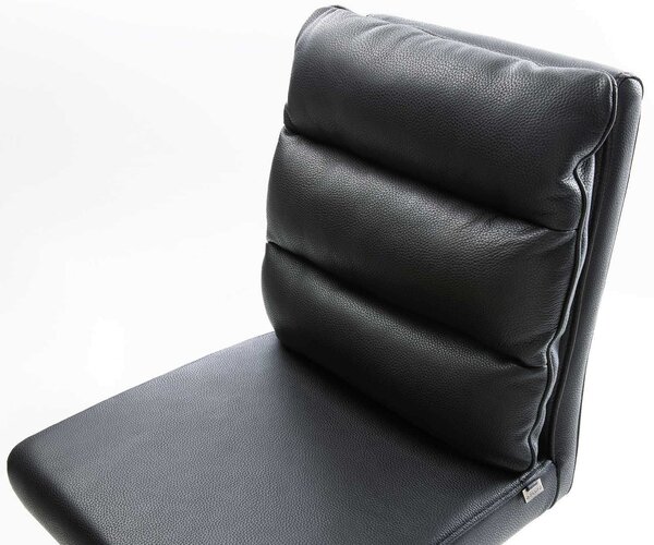 DELIFE Barová židle Pela-Flex pravá kůže černá tenká podnož kov