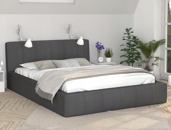 Luxusní postel FLORIDA 140x200 s kovovým zdvižným roštem GRAFIT