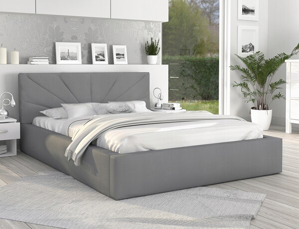 Luxusní postel GEORGIA 140x200 s kovovým zdvižným roštem ŠEDÁ