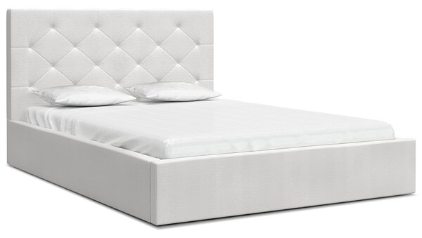 Luxusní postel MAOMA 160x200 s kovovým zdvižným roštem BÍLÁ