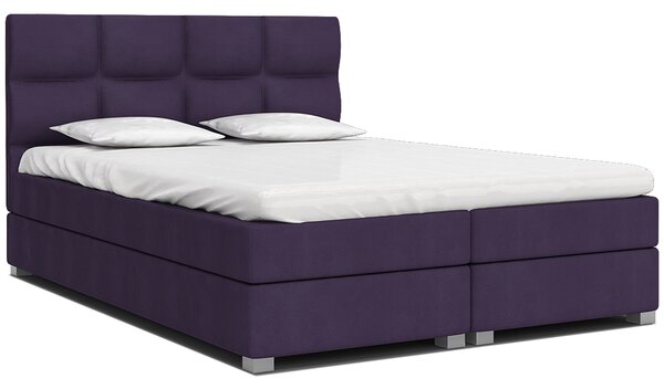 Luxusní postel SPRING BOX 160x200 s dřevěným zdvižným roštem FIALOVÁ