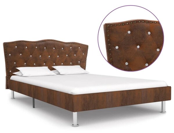 280543 Bed Frame Brown Faux Suede Leather 120x200 cm