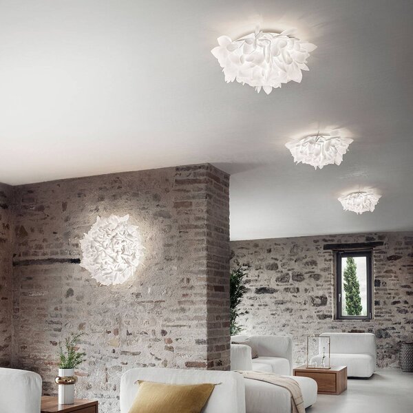 Slamp Veli Foliage Mini nástěnné světlo, Ø 36 cm, stmívatelný, Bílá / opál, Obývací pokoj / jídelna, Plast, Design