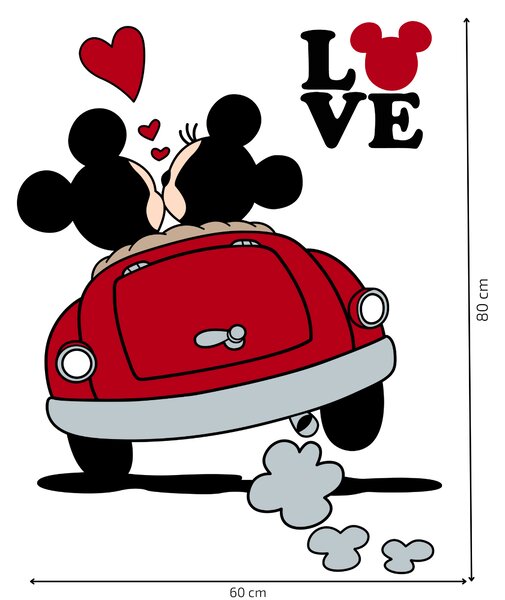 Samolepka na zeď "Mickey a Minnie v autě"
