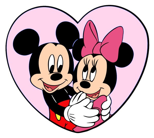 Samolepka na zeď "Mickey a Minnie v srdíčku"