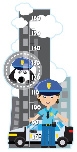 Měřítko vzrůstu Policista a pejsek Rozměry: 50 x 100 cm