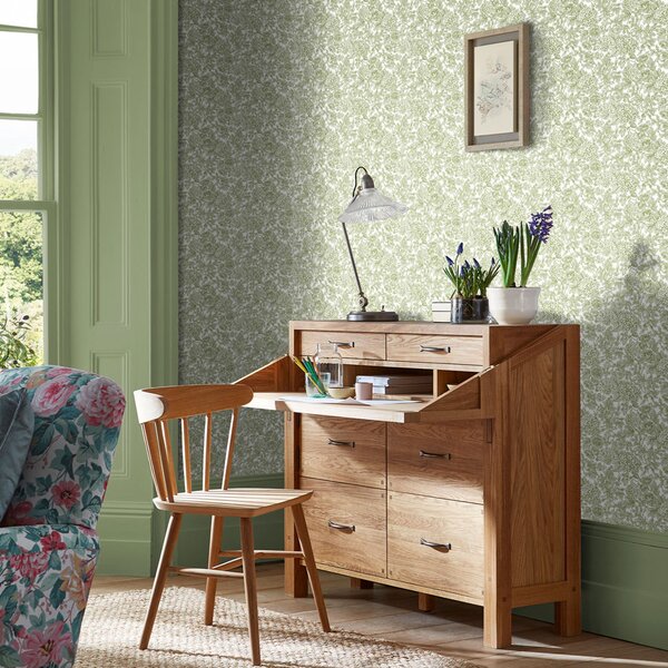 Bílo-zelená vliesová květinová tapeta na zeď, 121080, Laura Ashley 3