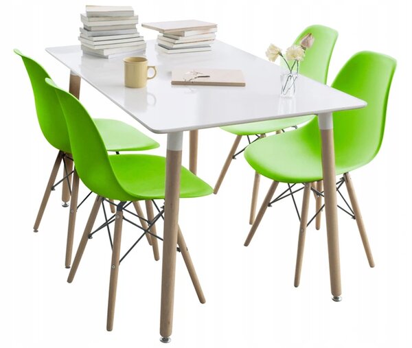 Moderní set židle se stolem ZELENÁ (4 židle, 1 stůl)