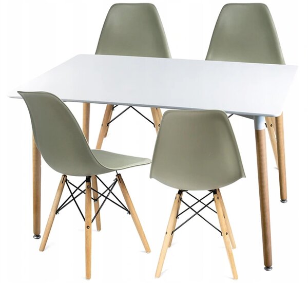 Moderní set židle se stolem ŠEDÁ (4 židle, 1 stůl)