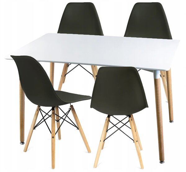 Moderní set židle se stolem ČERNÁ (4 židle, 1 stůl)