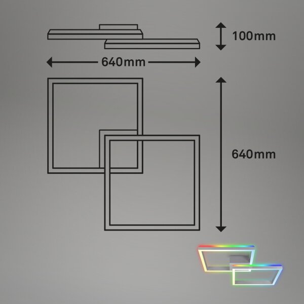 Brilo - LED RGBW Stmívatelný přisazený lustr FRAME 2xLED/17W/230V 2700-6500K+ DO