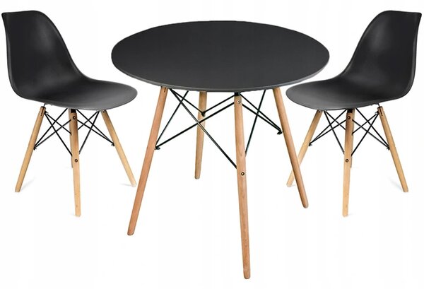 Moderní set židle se stolem ČERNÁ (2 židle, 1 stůl)