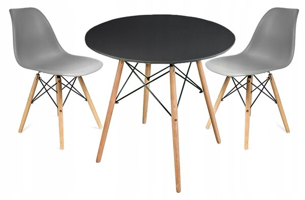 Moderní set židle se stolem ŠEDÁ (2 židle, 1 stůl)