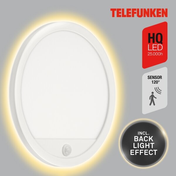 Telefunken 313706TF-LED Venkovní nástěnné svítidlo se senzorem LED/15W/230V IP44