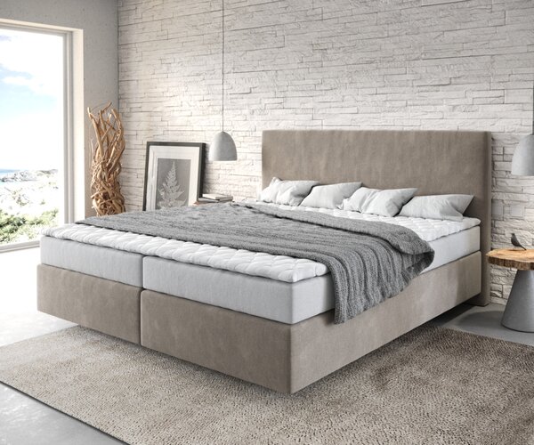 DELIFE Boxspring postel Dream-Well 180x200 cm mikrovlákno béžová s matrací a topperem
