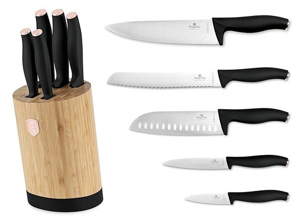 Sada nožů se stojanem BAMBOO 6 ks nerez Black Rose Collection