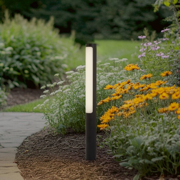 Lucande LED světlo na cestu Tuberia, antracit, kov, 80 cm, Černá, Hliník, Moderní