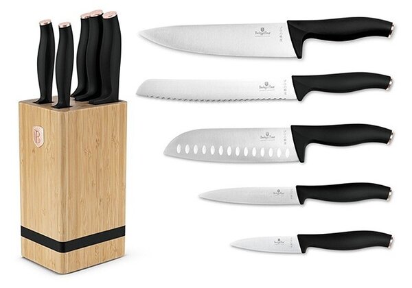 Sada nožů se stojanem BAMBOO 6 ks Black Rose Collection