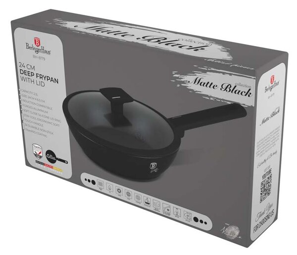 Pánev hluboká s titanovým povrchem a poklicí 24 cm Matte Black Collection