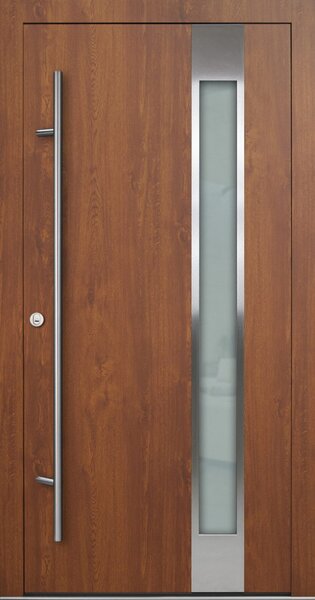 FM TÜREN Vchodové dveře s ocelovým opláštěním FM Turen model DS04 Orientace dveří: Levé, otevírání dovnitř, Dekor: Zlatý dub, Standardní rozměr: 98 cm x 208 cm - vnější rozměr rámu