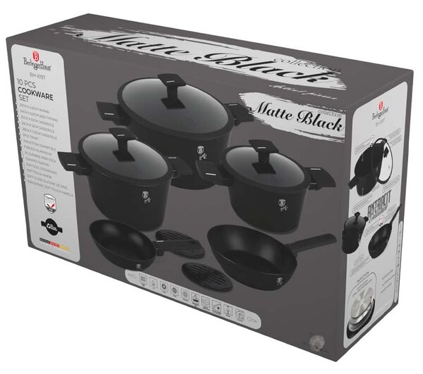 Sada nádobí s titanovým povrchem 10 ks Matte Black Collection