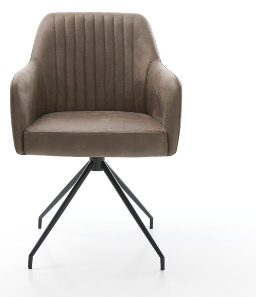 DELIFE Jídelní židle Greg-Flex mikrovlákno taupe vintage křížová podnož zúžená černá taštičkové pružiny