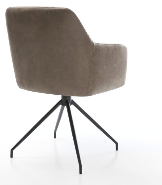 DELIFE Jídelní židle Greg-Flex mikrovlákno taupe vintage křížová podnož zúžená černá taštičkové pružiny