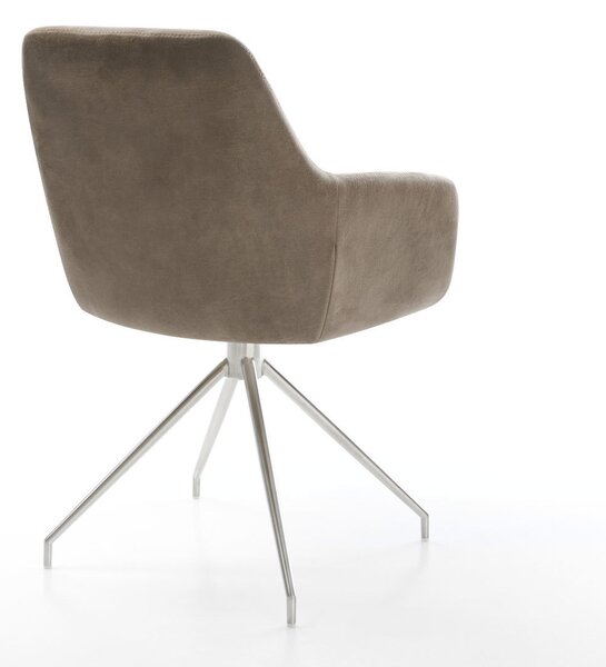 DELIFE Jídelní židle Pejo-Flex mikrovlákno taupe vintage křížová podnož zúžená nerezová ocel taštičkové pružiny