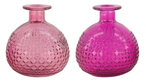 Vázy z recyklované skla - světle a tmavě růžová