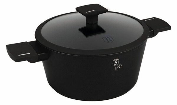 Kastrol s titanovým povrchem a poklicí 24 cm Matte Black Collection