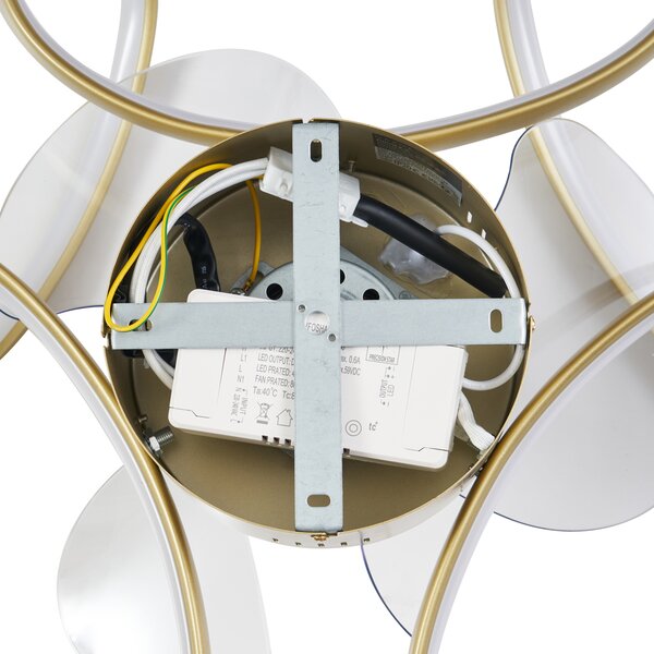 Stropní ventilátor mosazný 55 cm vč. LED stmívatelný s dálkovým ovládáním - Mandy