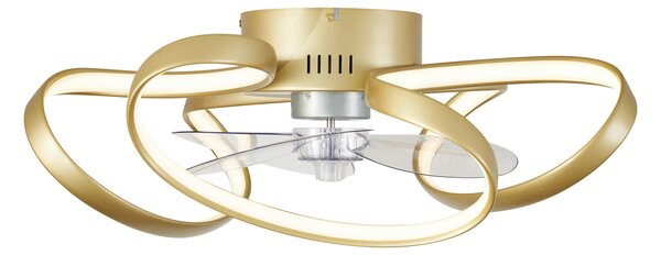 Stropní ventilátor mosazný 55 cm vč. LED stmívatelný s dálkovým ovládáním - Mandy