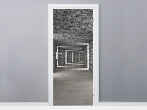 Fototapeta na dveře Šedý kamenný tunel Materiál: Samolepící, Velikost: 95 x 205 cm